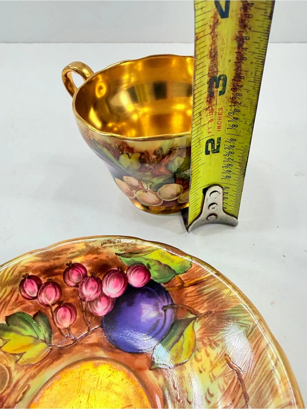 Vintage Aynsley Orchard Gold Teacup Cup and Saucer Signed‎ N. Brunt, Bone China